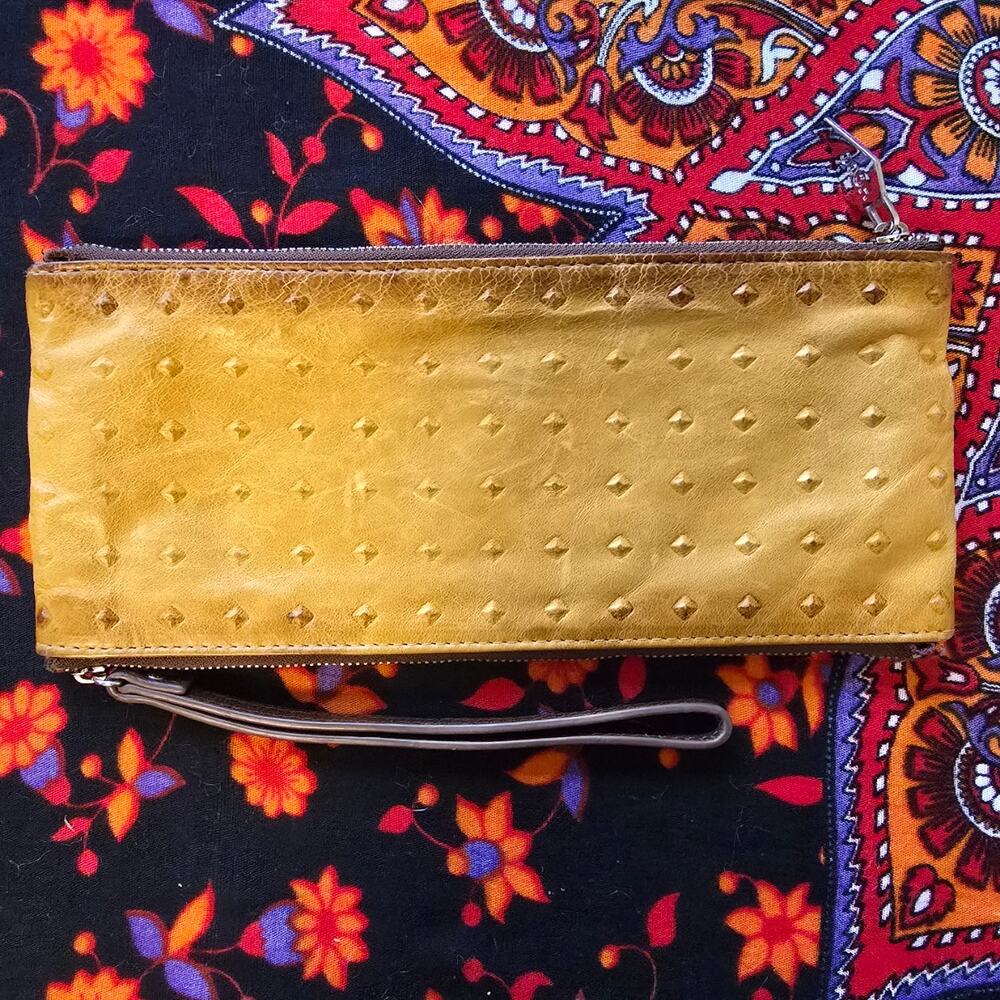 Vintage HOBO golden harvest Leather double sided wristlet